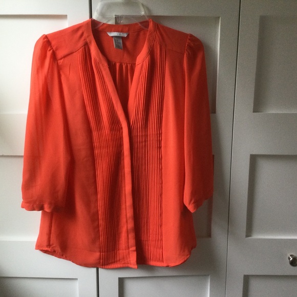 H&M Pleated Orange Blouse Size 8 - Picture 1 of 5